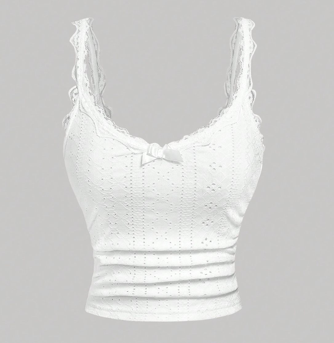 BRODERIE SINGLET — WHITE
